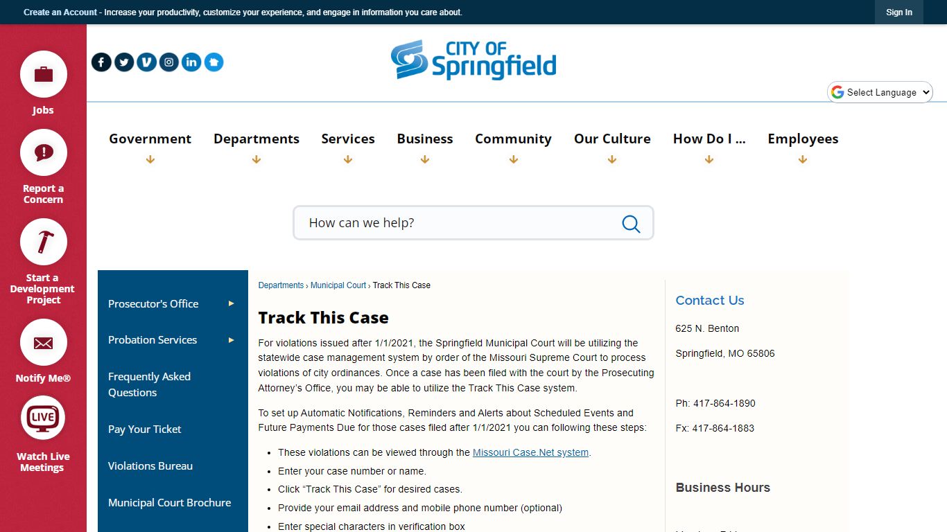 Track This Case | Springfield, MO - Official Website